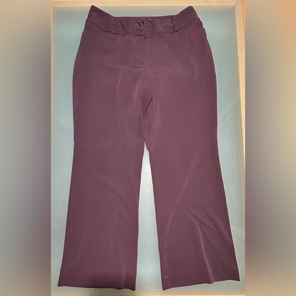 Alfani Womens Two Button Dress Pants Trousers Slacks Maroon Size 10 Short